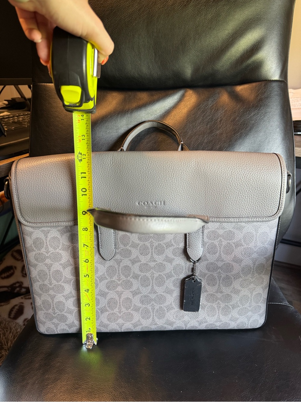 Coach Mens Signature Canvas and Leather Briefcase/Satchle in Light Gray - Picture 13 of 15